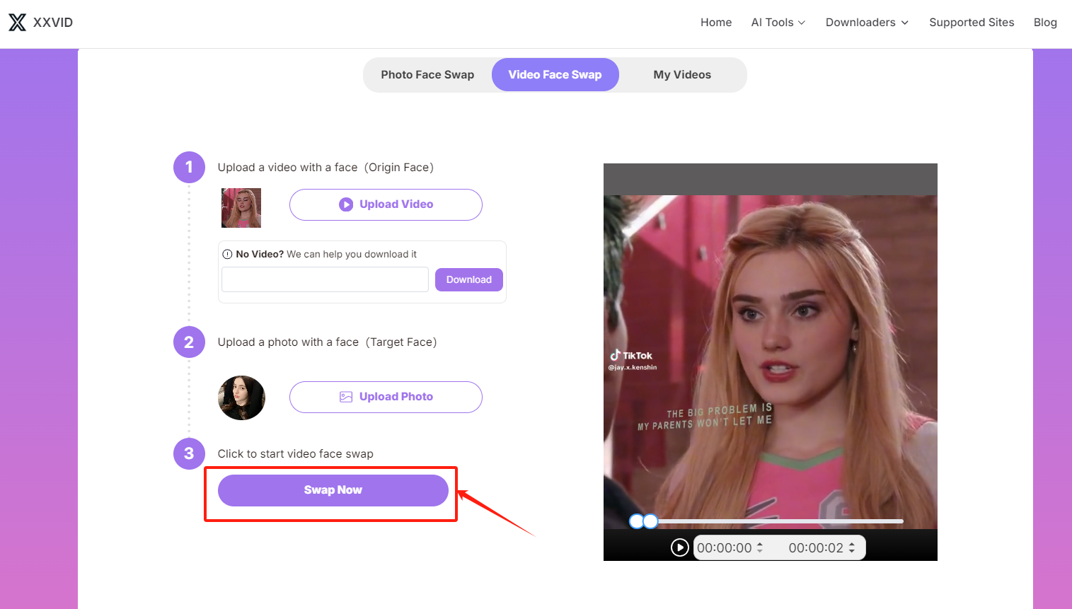 Use XXVID Face Swap for Porn on PC-Step 3