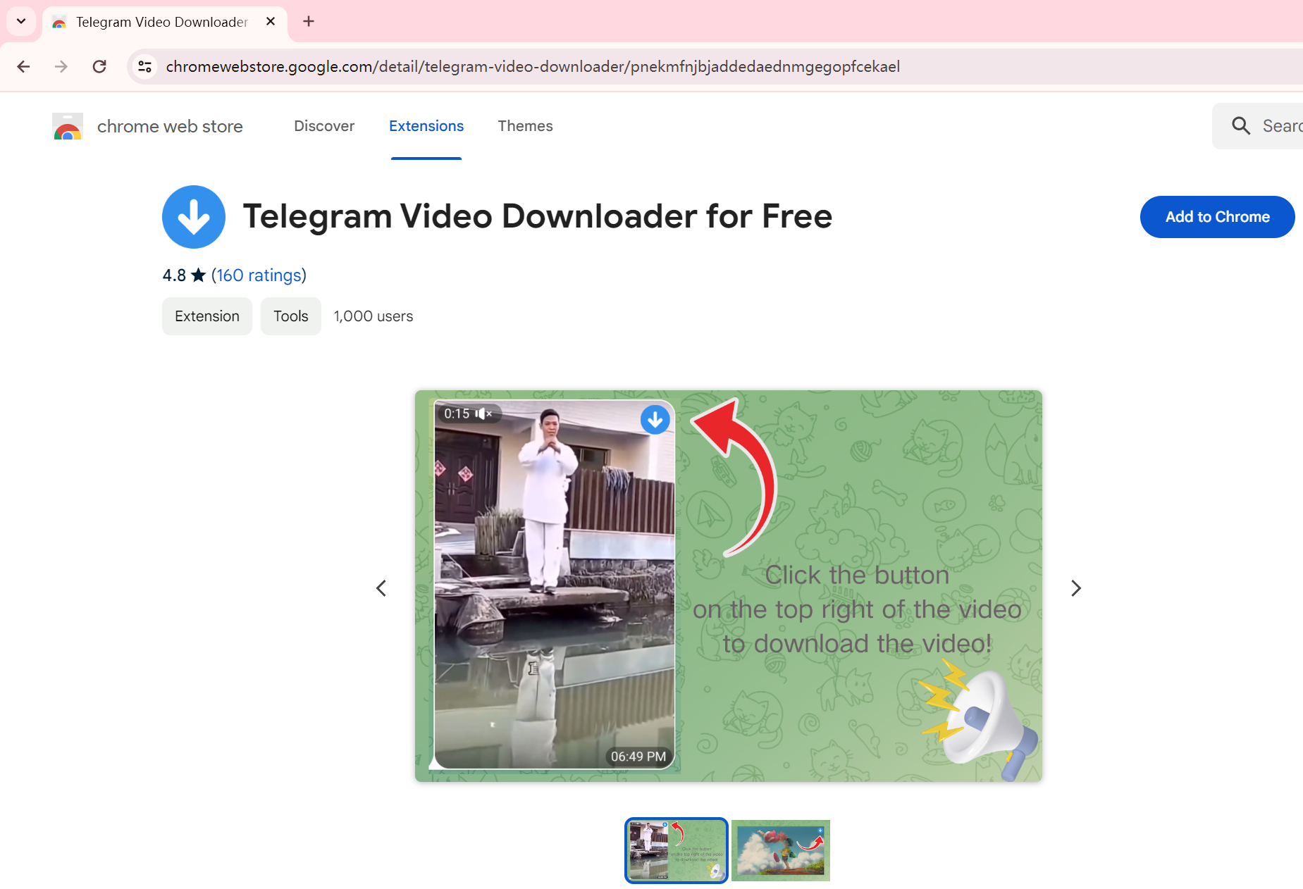  Install Telegram Video Download extension